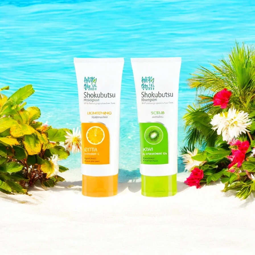 SHOKUBUTSU โฟมล้างหน้า สครับ โชกุบุสซึ Kiwi & Chamomile Oil สูตรลดสิวเสี้ยน กีวี่ (เขียวอ่อน) 100 กรัม